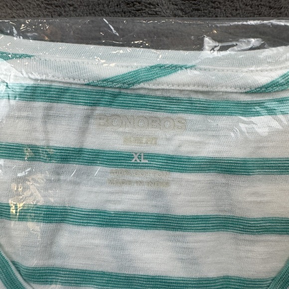 Bonobos Shirt Mens XL White Green Striped Crewneck Casual Short Sleeve Tee - Picture 3 of 6